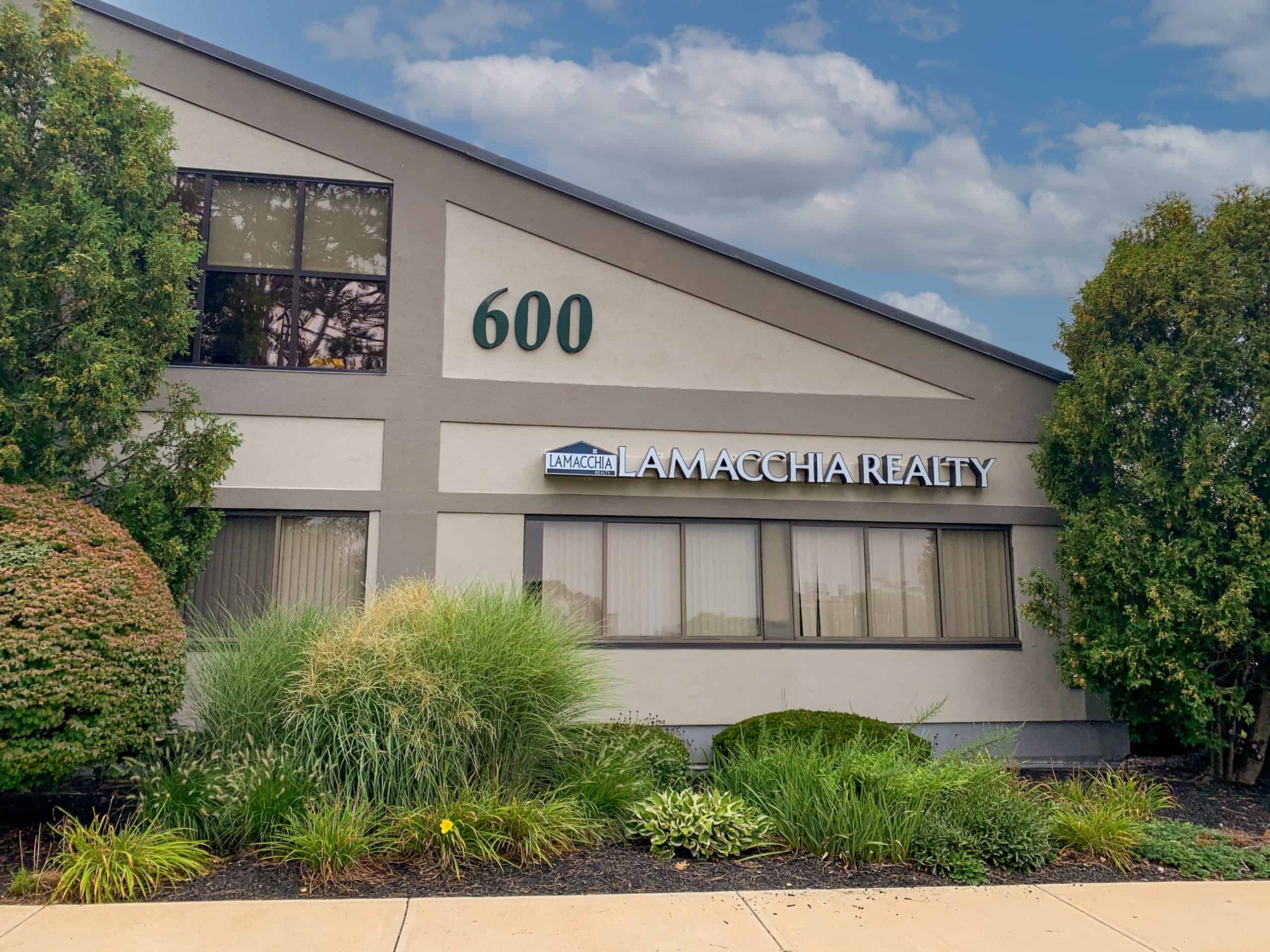 front of Lamacchia Realty office in Beverly Ma