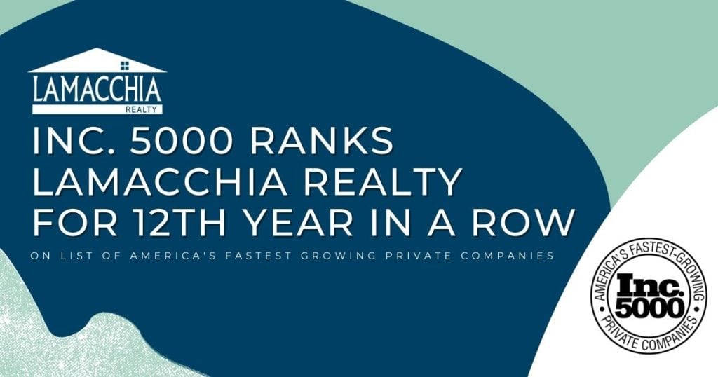 graphic stating Inc. 5000 ranks lamacchia realty 12th year in a row